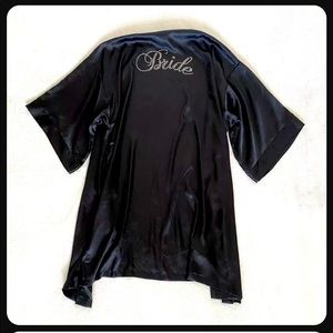 Victoria's Secret  Black Satin Bride Robe M/L